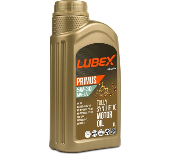 Синтетическое моторное масло Lubex PRIMUS MV-LA 5W-30, SN, C2/C3, 1л L034-1319-1201 1
