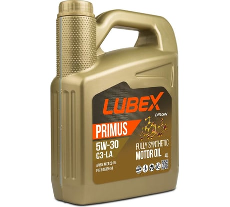 Синтетическое моторное масло Lubex PRIMUS C3-LA 5W-30, SN, C3, 4л L034-1296-0404