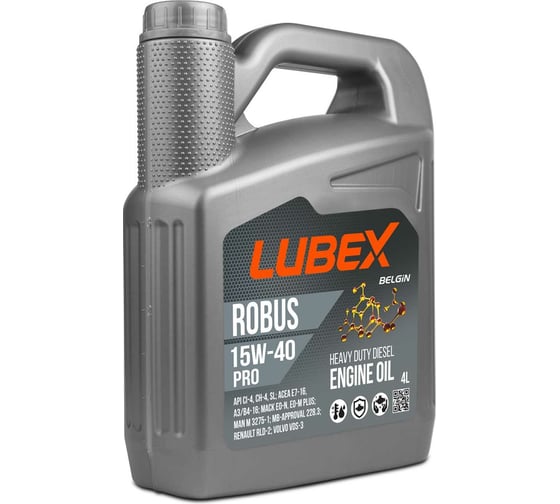 Минеральное моторное масло Lubex ROBUS PRO 15W-40, CH-4/CI-4/SL, A3/B4/E7, 4л L019-0773-0404