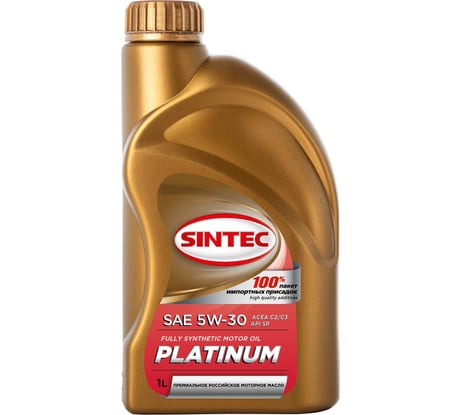 Моторное синтетическое масло Sintec PLATINUM SAE 5W-30 API SP, ACEA С2/C3, 1 л 801992