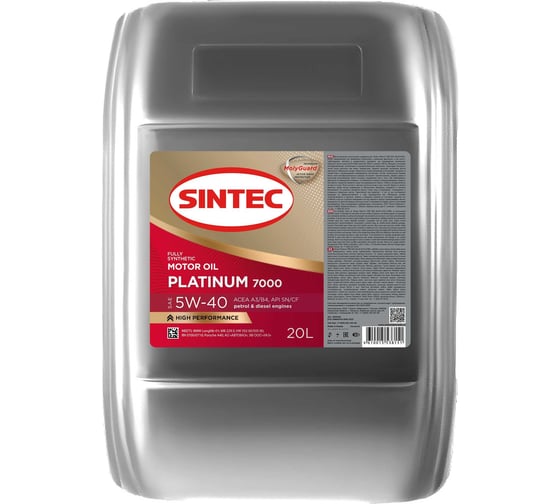 Моторное синтетическое масло Sintec PLATINUM 7000 SAE 5W-40, API SN/CF, 20 л 600140 1