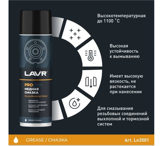 Медная смазка LAVR PROLINE, 650 мл Ln3509