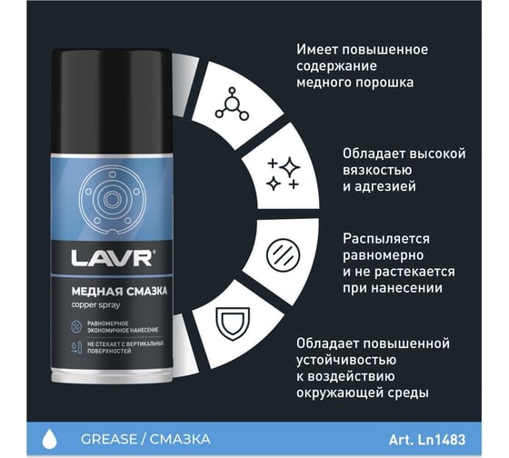 Смазка медная LAVR 210 мл Ln1483
