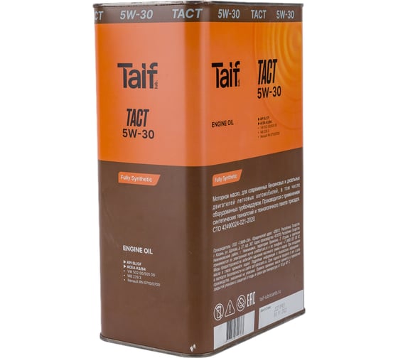 Моторное синтетическое масло Taif TACT, 5W-30, SL/CF, A3/B4, 4 л 211050