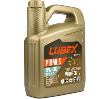 Синтетическое моторное масло Lubex PRIMUS MV-LA 5W-30 SN C2/C3 4л L034-1319-0404