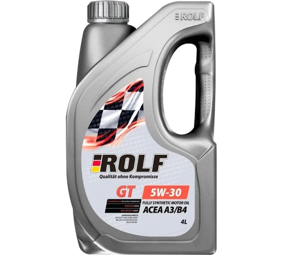 Моторное масло Rolf GT синтетическое, SAE 5W-30, ACEA A3/B4, 4 л, пластик 322735