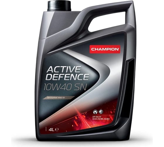 Моторное полусинтетическое масло Champion ACTIVE DEFENCE 10W40 SN, ACEA: A3/B3-10, ACEA: A3/B4-08, API: SN/CF 8210952