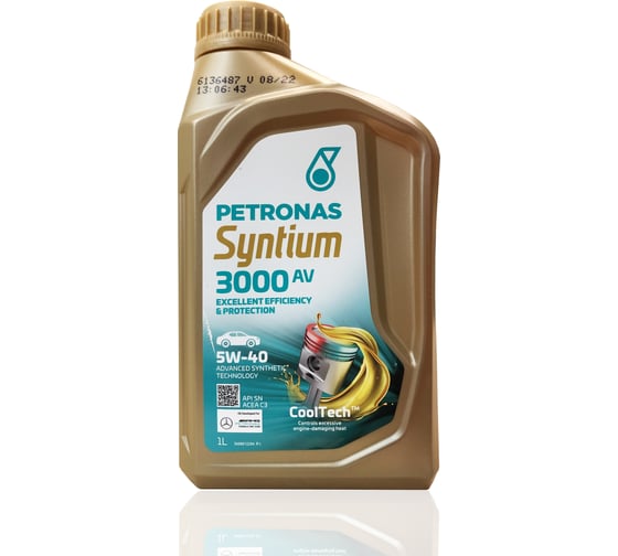 Моторное масло Petronas SYNTIUM 3000 AV синтетическое, 5W40, 1 л 18281619 70179E18EU