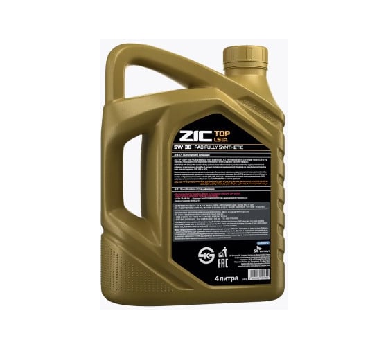 Моторное масло ZIC 5W30 TOP LS C3, SN/CF, 504/507, синтетическое, 4 л 162612
