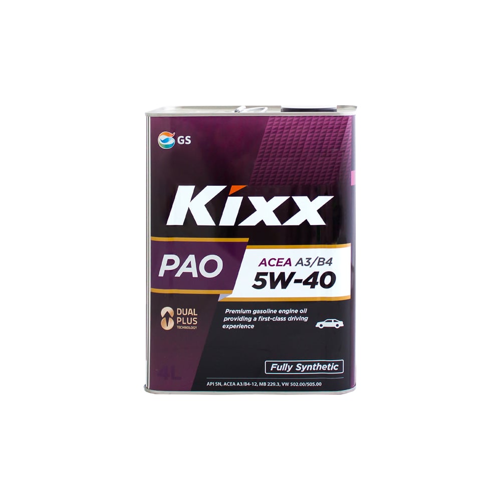 Синтетическое моторное масло Kixx PAO A3/B4 5W-40, 4 л