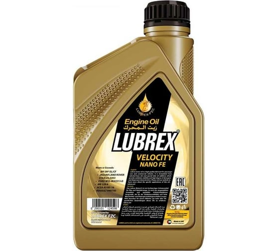 Синтетическое моторное масло LUBREX  VELOCITY NANO FE 5W-30, 1л 124598