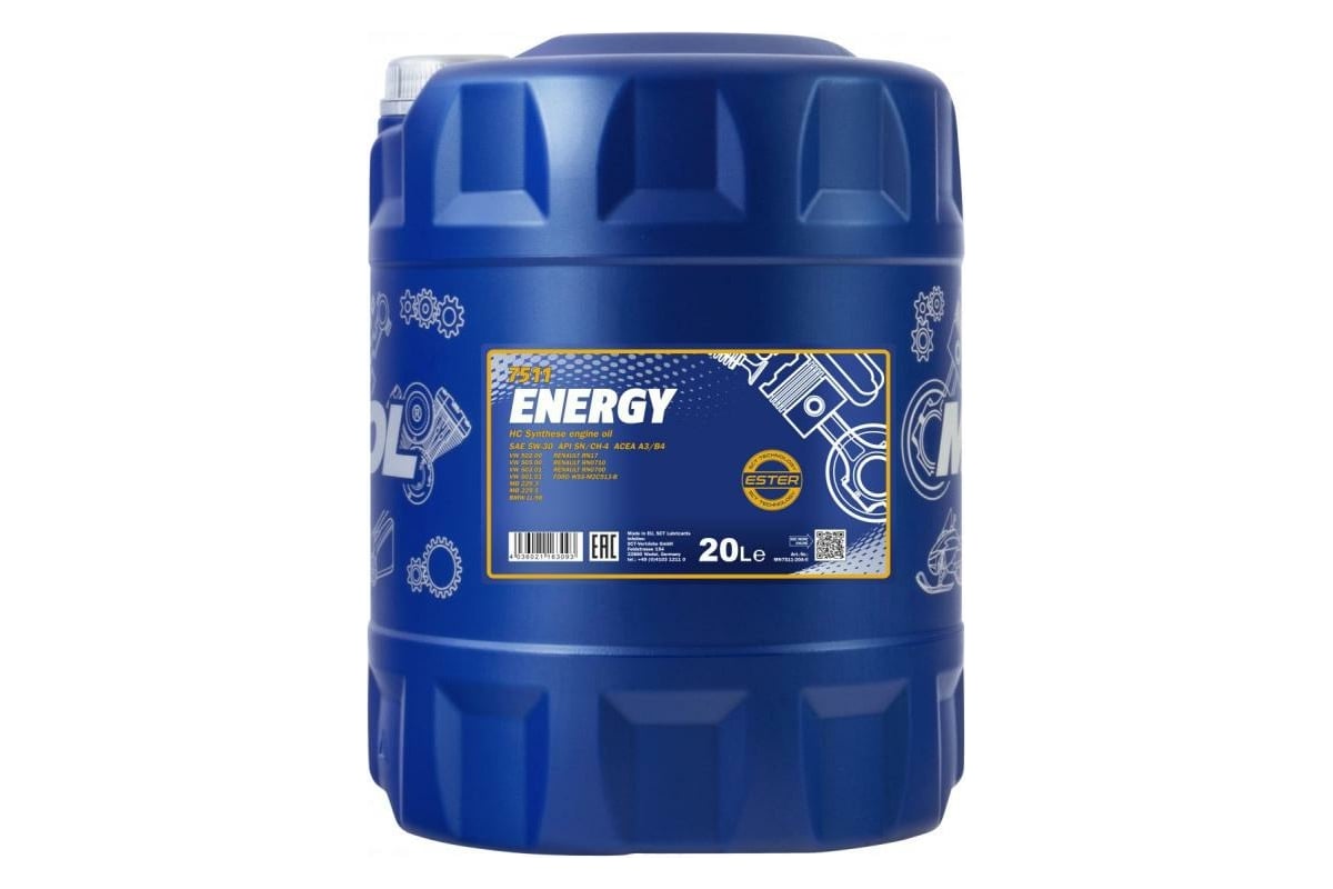 Синтетическое моторное масло MANNOL ENERGY 5W30 20 л 7018 - выгодная ...