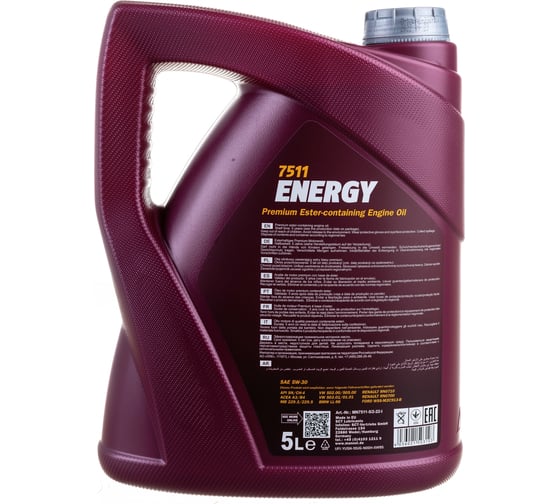 Синтетическое моторное масло MANNOL ENERGY 5W30 5 л 75115