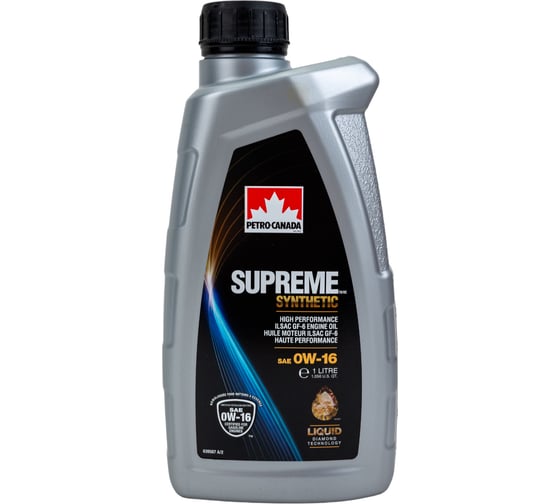 Моторное масло PETRO-CANADA SUPREME SYNTHETIC 0W-16 1л MOSYN16C12 1