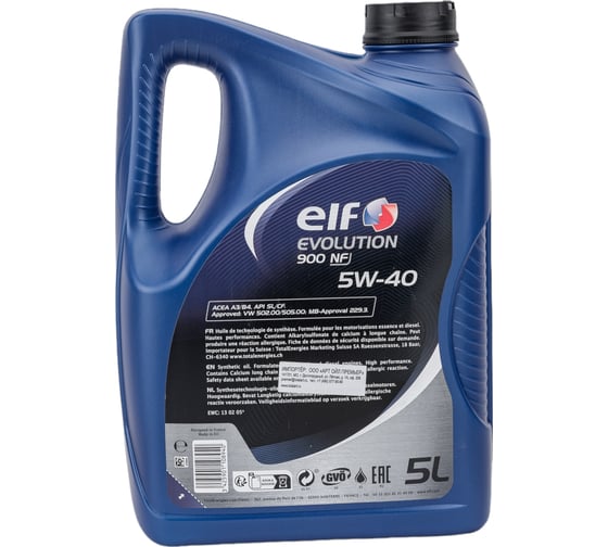 Моторное масло для 4-х тактных двигателей ELF EVOLUTION 900 NF 5W40, 5л 213908