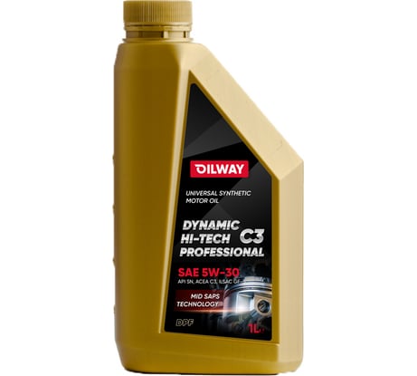 Моторное масло OILWAY Dynamic Hi-Tech C3 5w30, API SN, ACEA C3, 1 л 4640076016466