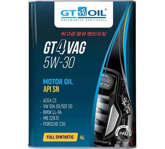 Масло GT OIL gt 4 vag, sae 5w-30, api sn, 4 л 8809059409879