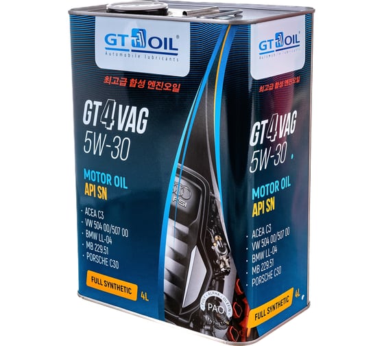 Масло GT OIL gt 4 vag, sae 5w-30, api sn, 4 л 8809059409879