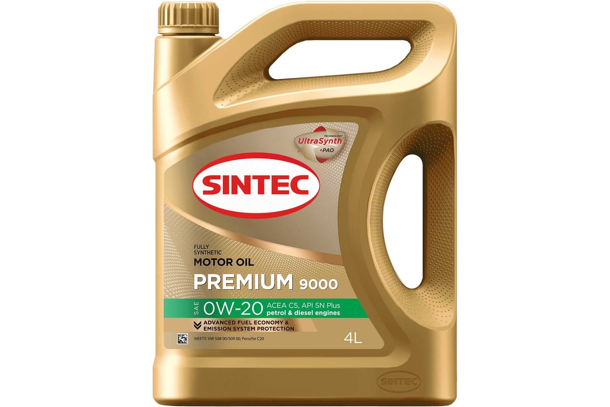 Синтетическое моторное масло Sintec premium 9000 sae 0w-20 api sn plus ...