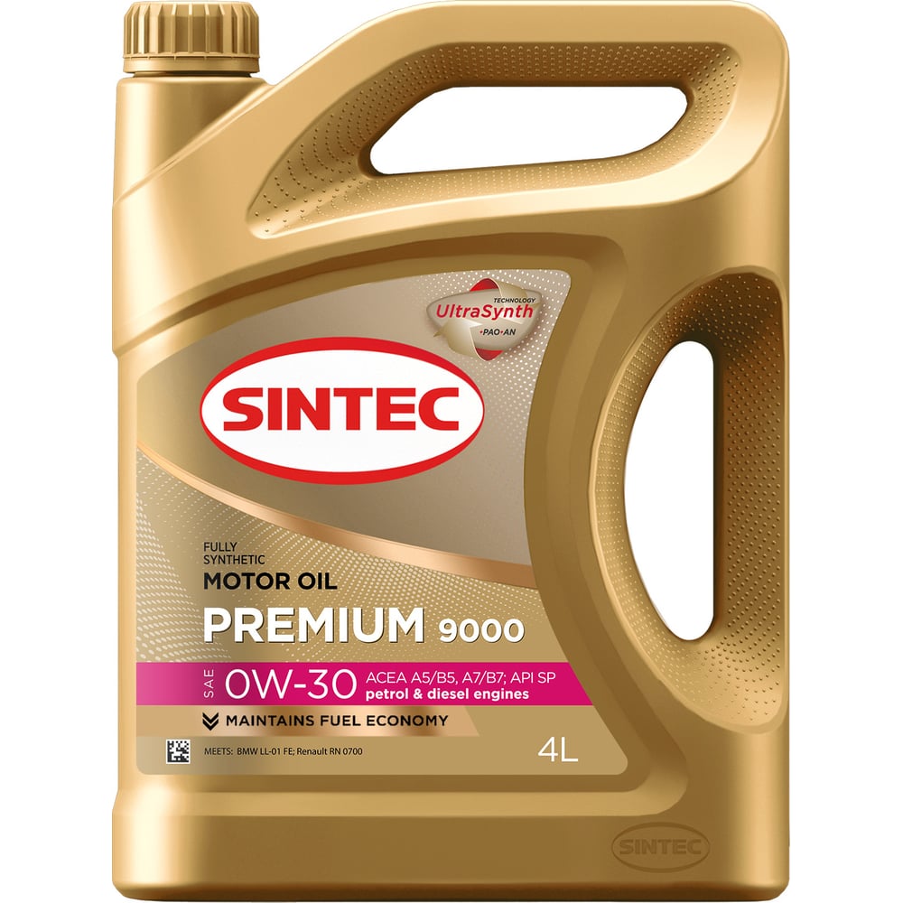 Синтетическое моторное масло Sintec PREMIUM 9000 SAE 0W-30, API SP/CF ...