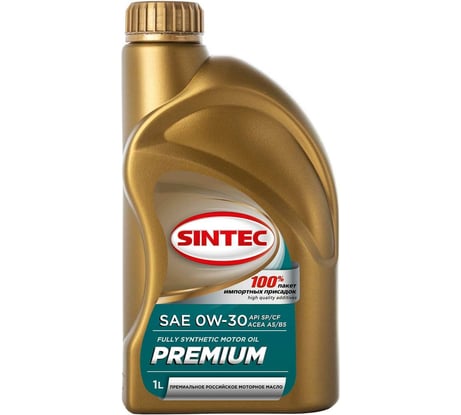 Синтетическое моторное масло Sintec premium sae 0w-30 api sp/cf acea a5/b5, 1л 322773