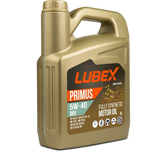 Синтетическое моторное масло Lubex PRIMUS MV 5W-40 CF/SN A3/B4 5 л L034-1325-0405