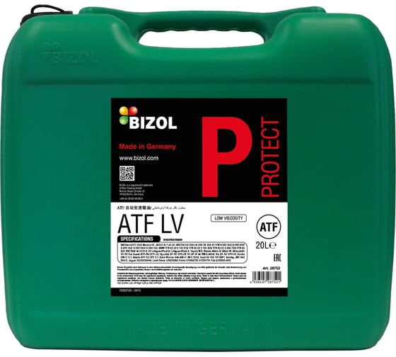Трансмиссионное масло для АКПП Bizol Protect ATF LV НС-синтетическое, 20 л 28752