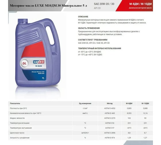 Моторное масло LUXE м8 дм 5 л 496