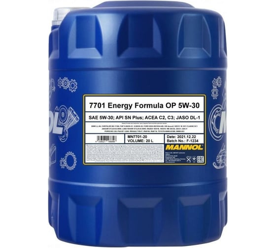 Синтетическое моторное масло MANNOL ENERGY FORMULA OP 5W-30 20 л 1078 1