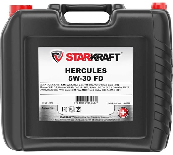 Синтетическое моторное масло STARKRAFT hercules 5w-30 fd, 20 л HF2517020