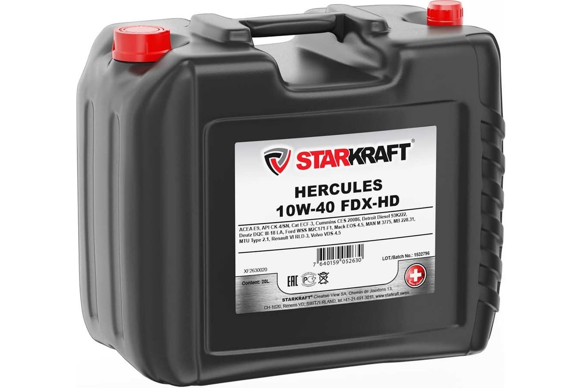 Синтетическое моторное масло нового поколения starkraft hercules 10w-40 fdx-hd, 20 л xf2630020