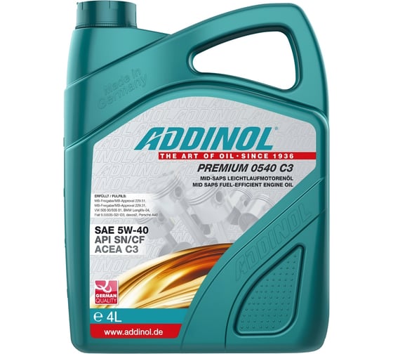 Моторное масло Addinol PREMIUM 0540 C3 4Л 4014766250896 72098025