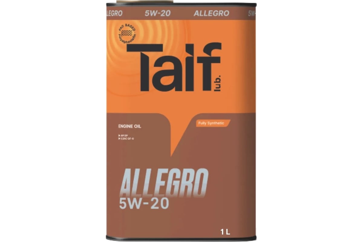 Моторное масло TAIF ALLEGRO 5W-20, 1 л, SP, GF-6 211005 - выгодная цена ...