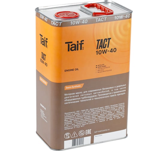 Моторное масло TAIF TACT 10W-40, 4 л, SL/CF, A3/B4 211062