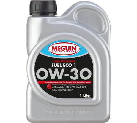 НС-синтетическое моторное масло MEGUIN Megol Motorenoel Fuel Eco 1 0W-30 CF-4/SL A5/B5 GF-3, 1л 33038
