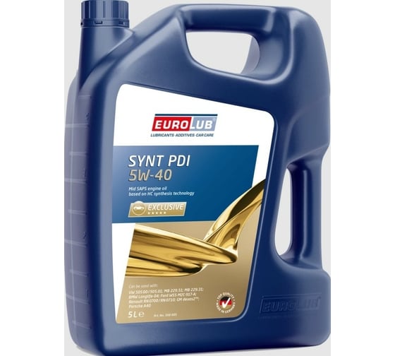 Моторное масло EUROLUB SYNT PDI 5W-40, ACEA C3, API SN/CF, синтетическое, 5 л 308005
