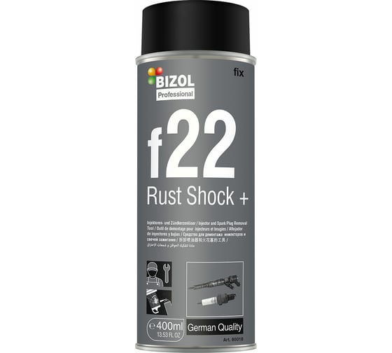 Средство для демонтажа форсунок и свечей накала Bizol Rust Shock+ f22 0,4л 80018