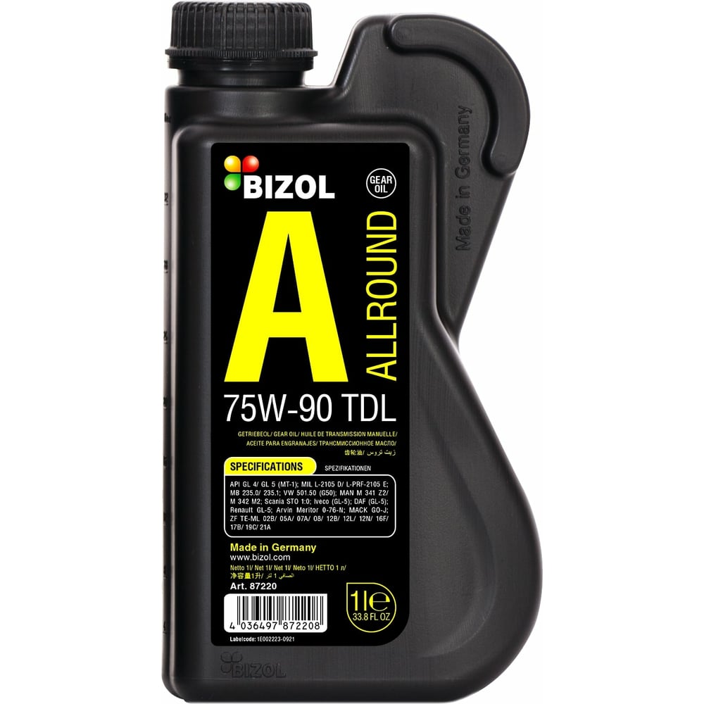 Синтетическое трансмиссионное масло Bizol Allround Gear Oil TDL 75W-90 ...