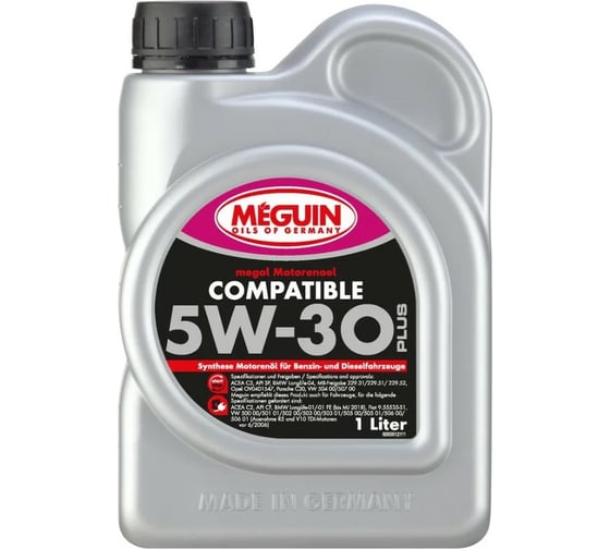 Моторное масло MEGUIN Megol Motorenoel Compatible НС-синтетическое, SAE 5W-30, Plus SP, C3, 1 л 6561 1