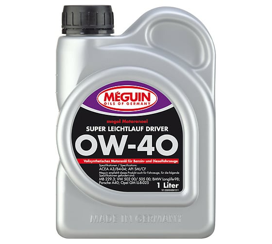 Моторное масло MEGUIN Megol Motorenoel Super Leichtlauf Driver синтетическое, 0W-40, CF/SN, A3/B4, 1 л 4894 1