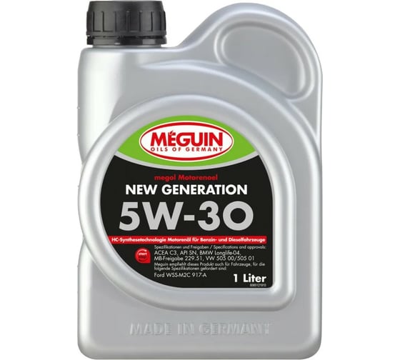 Моторное масло MEGUIN Megol Motorenoel New Generation НС-синтетическое, 5W-30, SN, C3, 1 л 6512 1