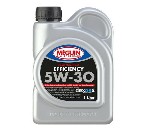 Моторное масло MEGUIN Megol Motorenoel Efficiency НС-синтетическое, 5W-30, CF/SN, C3, 1 л 3196 1