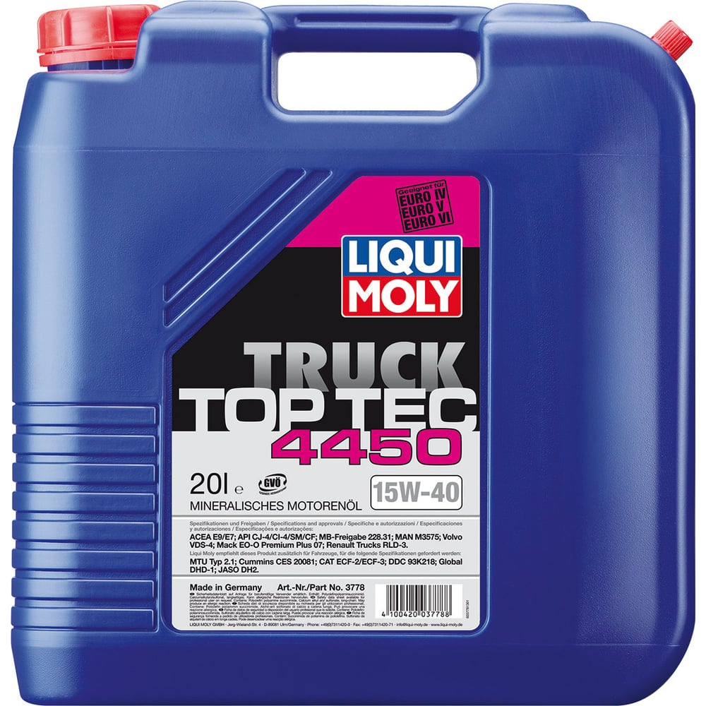 Минеральное моторное масло LIQUI MOLY Top Tec Truck 4450 15W-40 CK-4/CJ ...