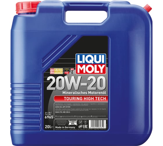 Минеральное моторное масло LIQUI MOLY Touring High Tech 20W-20 CF/SF E2 20 л 6965