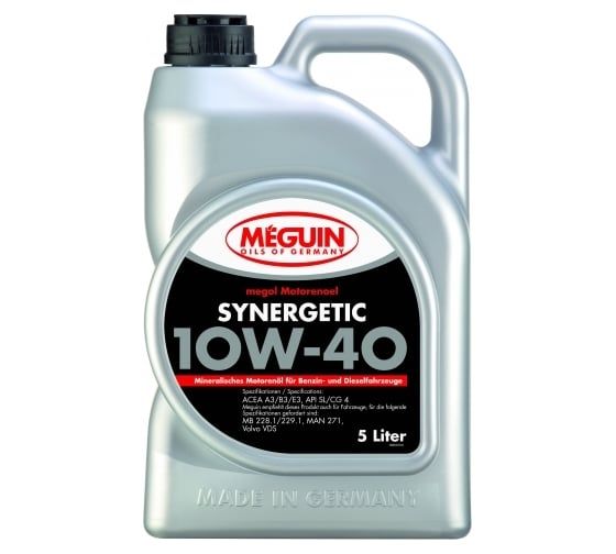 Минеральное моторное масло MEGUIN Megol Motorenoel Synergetic 10W-40 CG-4/SL A3/B3/E3, 5л 6333 1