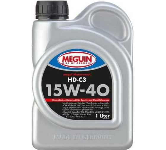 Минеральное моторное масло MEGUIN Megol Motorenoel HD-C3 15W-40 CF/CG-4/SL A3/B4/E2, 1л 4729 1