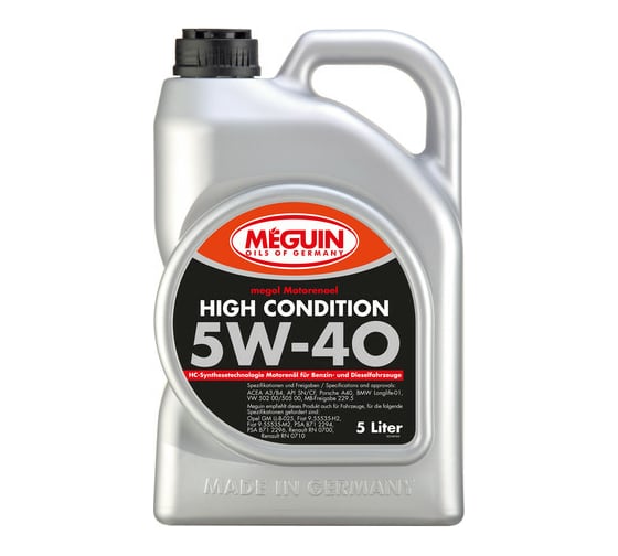 НС-синтетическое моторное масло MEGUIN Megol Motorenoel High Condition 5W-40 CF/SN A3/B4, 5л 3198