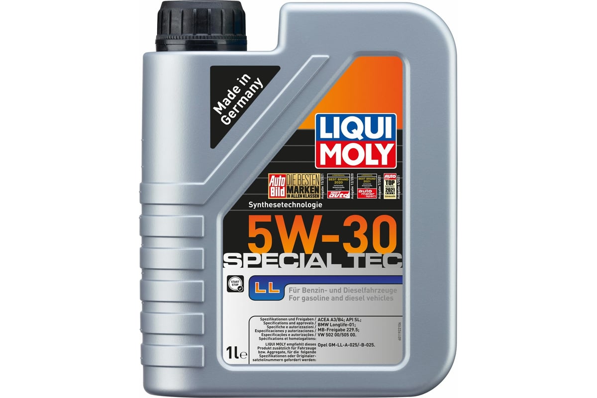 Моторное масло LIQUI MOLY Special Tec LL НС-синтетическое, 5W-30, SL,  A3/B4, 1 л 2447 - выгодная цена, отзывы, характеристики, фото - купить в  Москве и РФ