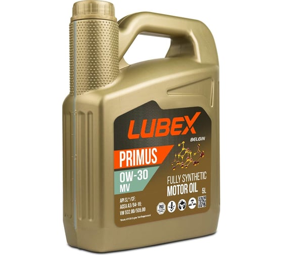 Синтетическое моторное масло Lubex PRIMUS MV 0W-30 CF/SL A3/B4 5 л L034-1619-0405