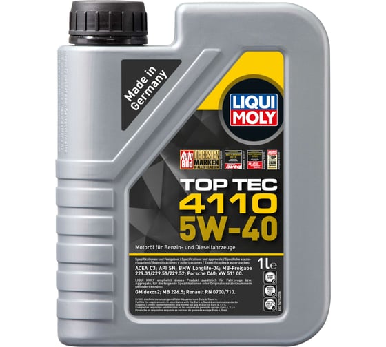 НС-синтетическое моторное масло LIQUI MOLY Top Tec 4110 5W-40 SN C3, 1л 21478 1